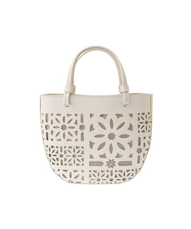 genten セイル カットワーク 手提げバッグ オフホワイト