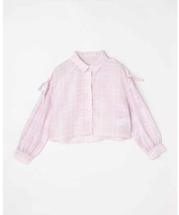 ANY KIDS シアーチェックシャツ ピンク