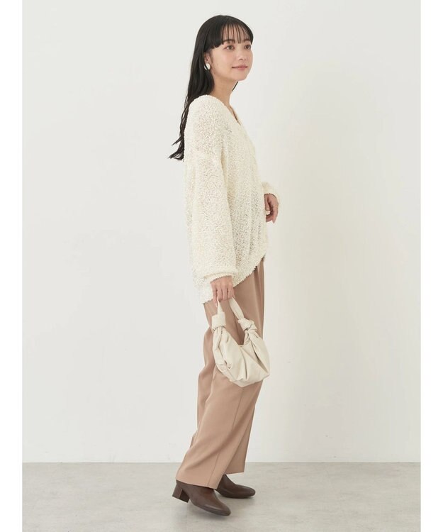 earth music&ecology ぽこぽこヤーンカーディガン Ivory