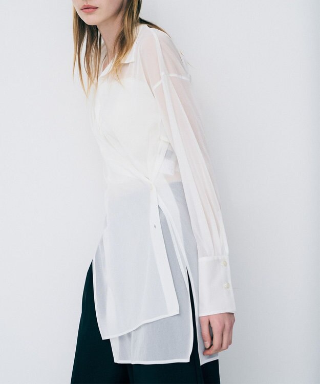 uncrave トリコットシフォン ロングシャツ オフ