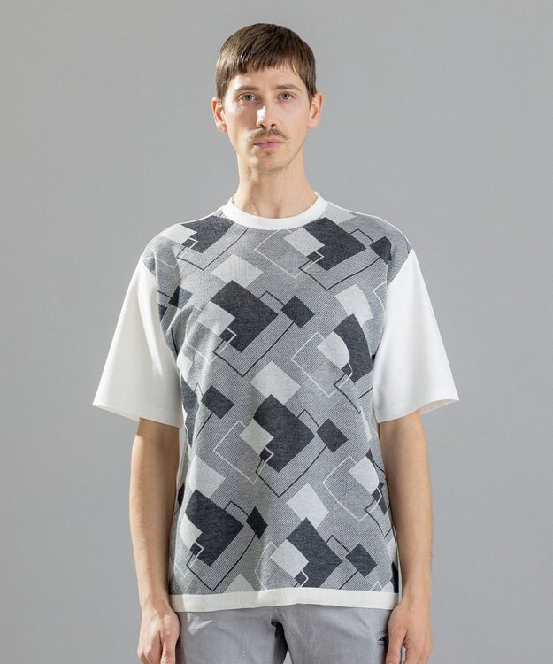 JOSEPH HOMME ファインジャガードブロック　Tシャツ ホワイト系