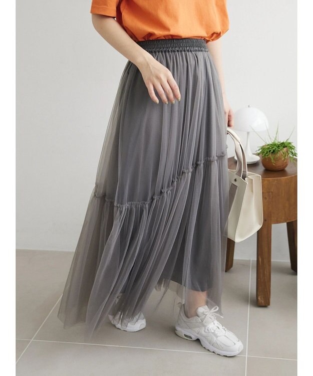 Green Parks ・ＥＬＥＮＣＡＲＥ　ＤＵＥ　２ｗａｙチュールキリカエスカート Charcoal Gray