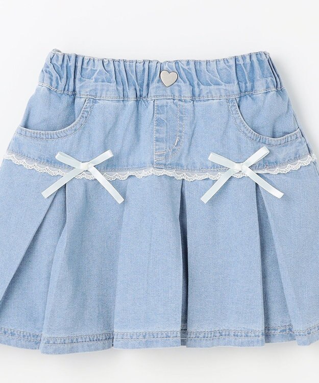 ANY KIDS 【洗濯機可能】プリーツ ミニスカパン デニム