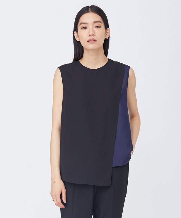 ICB 【Saki Tanakaさんコラボ】コラボプリント ノースリーブブラウス ブラック系