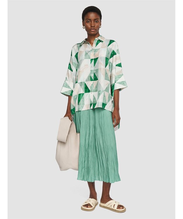 JOSEPH マーブルプリント　シルクシャツ Lagoon combo