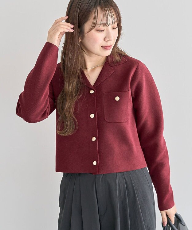 Green Parks ・ｓｗｉｎｇ　ｂｙ　ニット開襟カーディガン Bordeaux