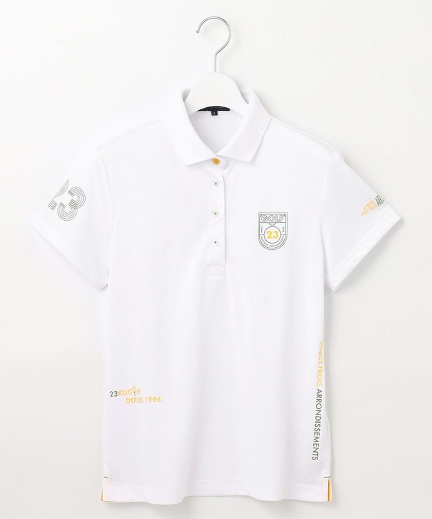 23区GOLF 【WOMEN】【吸水速乾/UVカット】グラフィカルポロシャツ ホワイト系