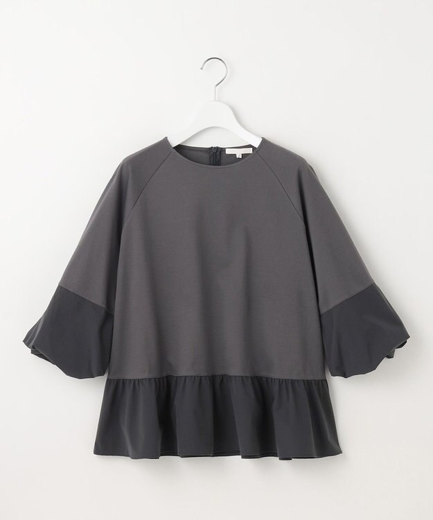 自由区 L クリアコットンポンチペプラム カットソー スレート