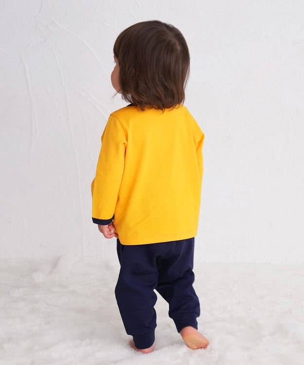 MIKI HOUSE HOT BISCUITS 【80-120cm】 天竺素材 恐竜柄 ルームウェア 黄