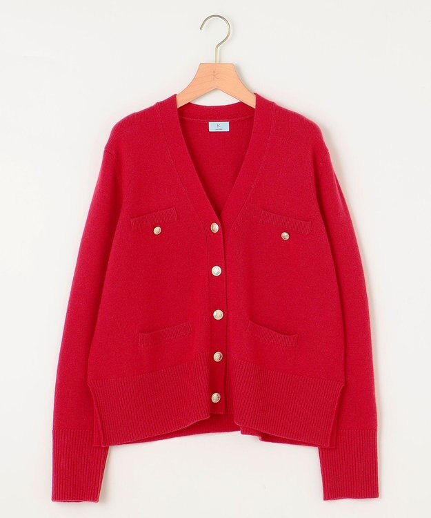 組曲 【WEB限定】ウールカシミヤミックス カーディガン ルビーレッド