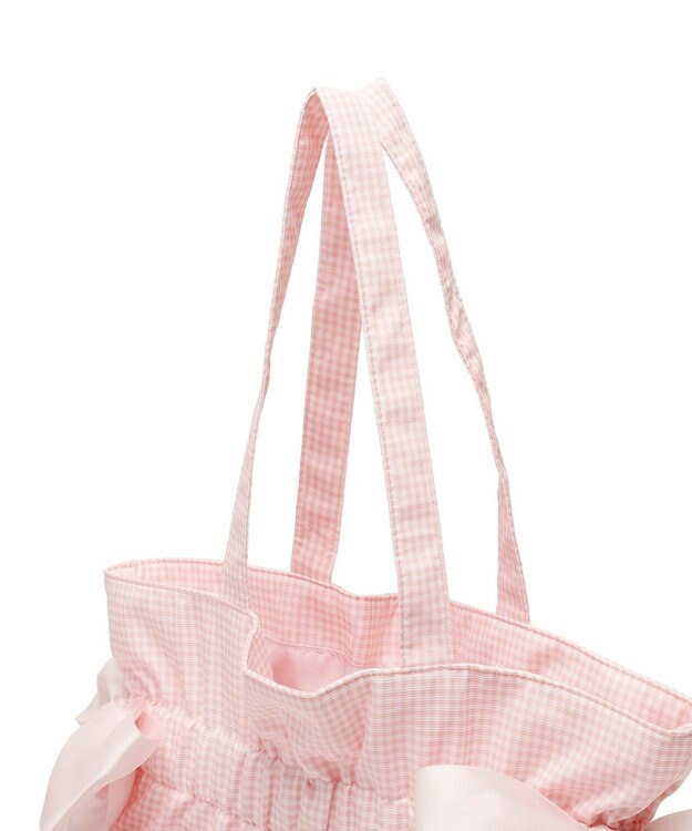 Maison de FLEUR ギンガムダブルリボンギャザートートバッグ Salmon Pink