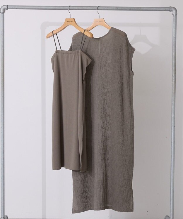 AMERICAN HOLIC ポコポコノースリーブワンピース【インナー付き】 Khaki