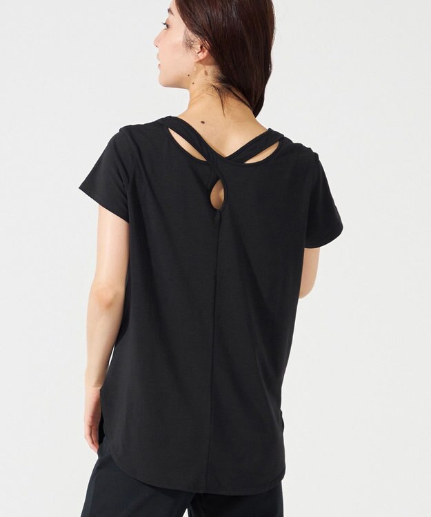 Chacott Chacott BALANCE バッククロスアクセントTシャツ ブラック