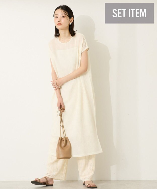 AMERICAN HOLIC ポコポコノースリーブワンピース【インナー付き】 Ivory