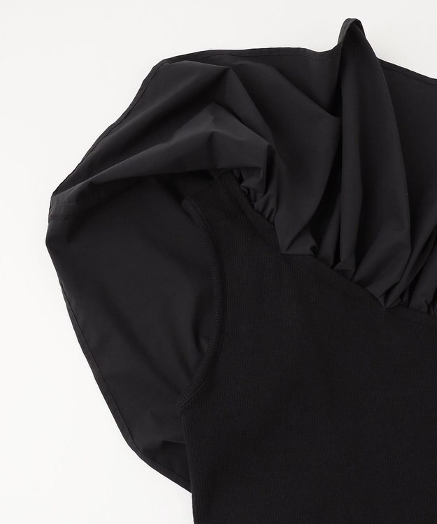 NAVE 【Nave・洗える/撥水/ストレッチ素材】ライトタフタ ワンショルダーブラウス ブラック系