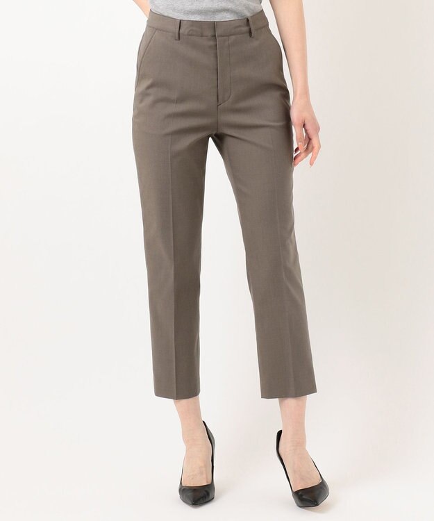 J.PRESS LADIES S 【シワになりにくい】コットンフィッティーシャーク テーパードパンツ ブラウン系