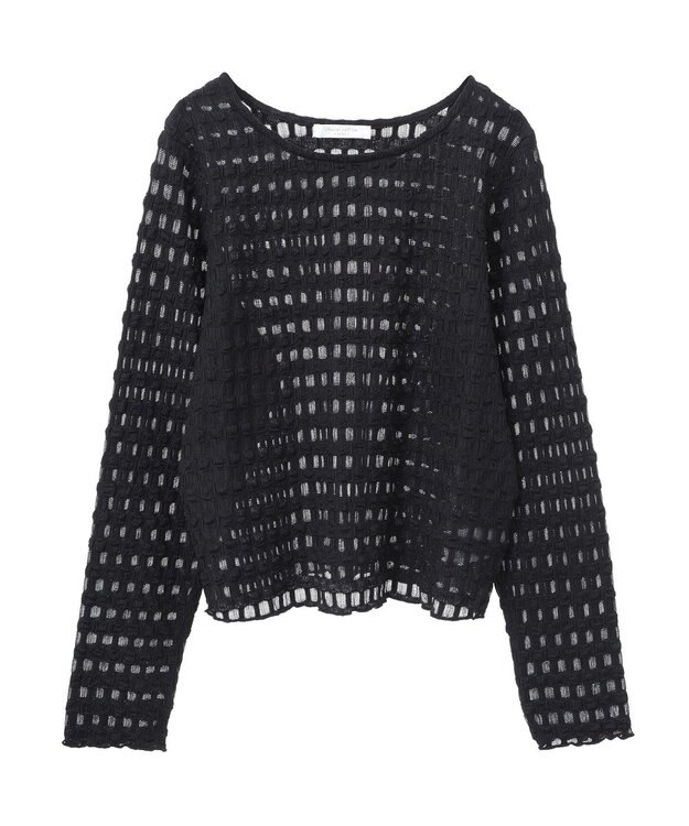 Green Parks クロップドボートネック表面感プルオーバー Black