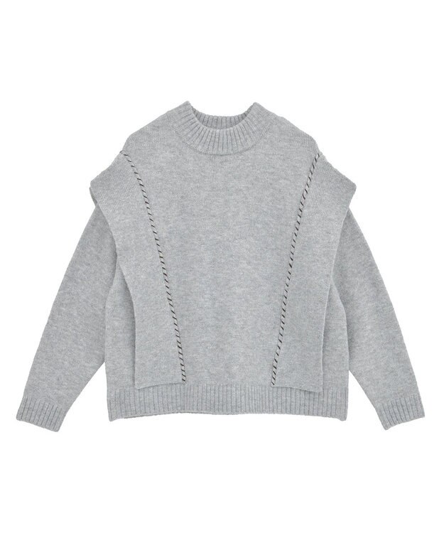 CRAFT STANDARD BOUTIQUE ハンドステッチデザインニットプルオーバー Gray Mixture