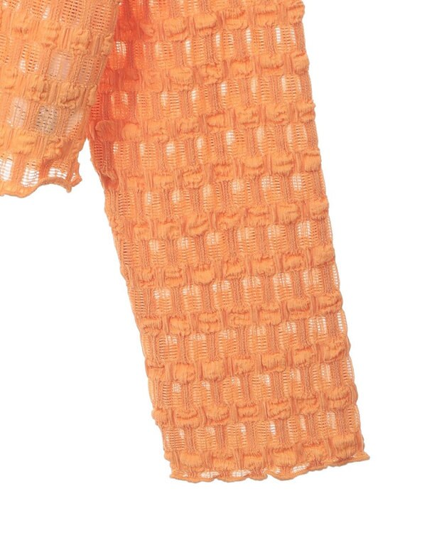 Green Parks クロップドボートネック表面感プルオーバー Orange