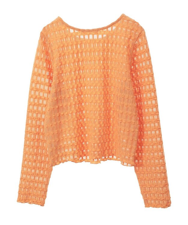 Green Parks クロップドボートネック表面感プルオーバー Orange