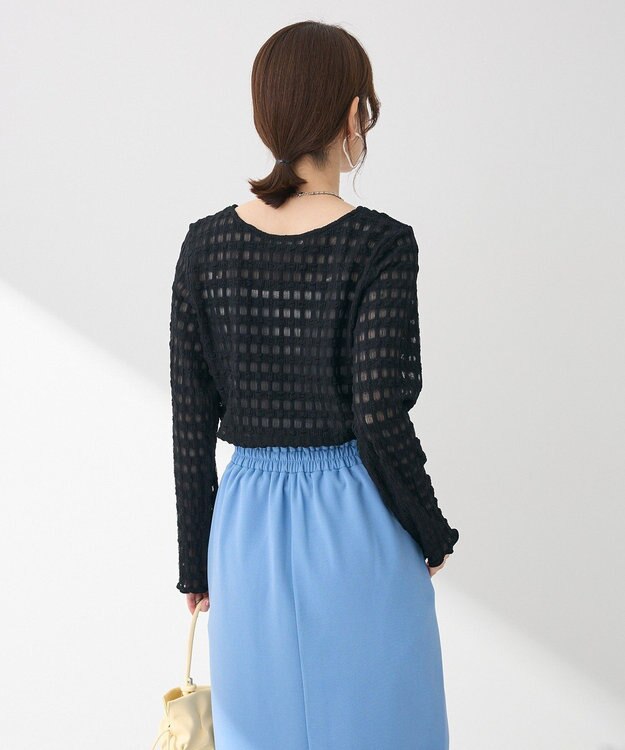 Green Parks クロップドボートネック表面感プルオーバー Black