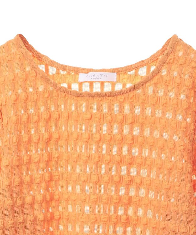 Green Parks クロップドボートネック表面感プルオーバー Orange