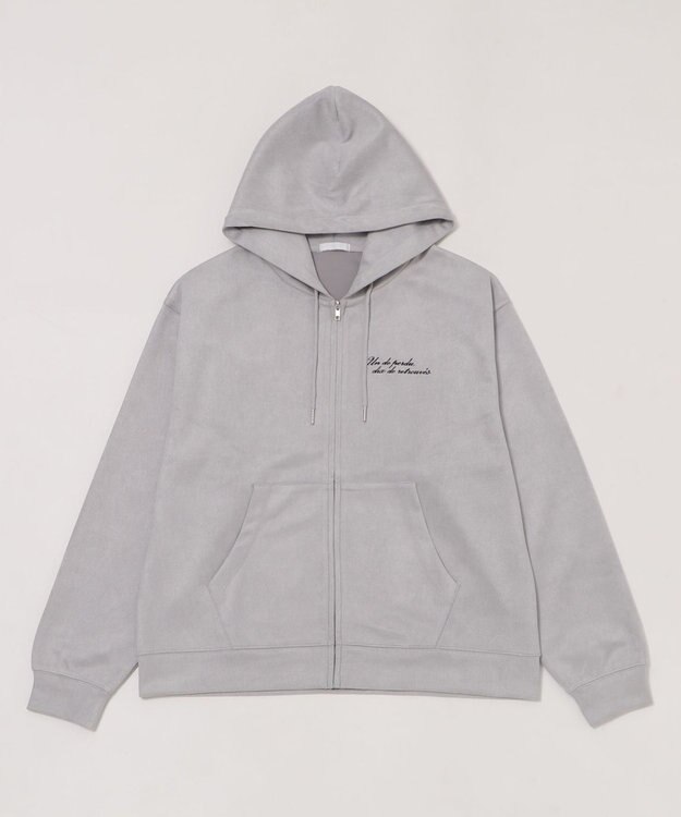 WEGO 【ユニセックス着用ITEM/MLサイズ展開】フェイクスウェードZIPパーカー ライトグレー