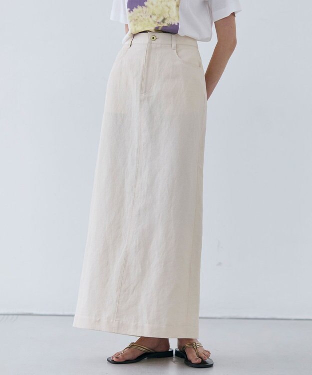 BEIGE， 【洗える】CUPHEA / Iラインロングスカート Ecru