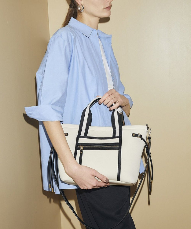 TOPKAPI 【新色追加】【TREASURE TOPKAPI】ネオプレン フロントポケット 2way ショルダー付き ミニトートバッグ クリーム