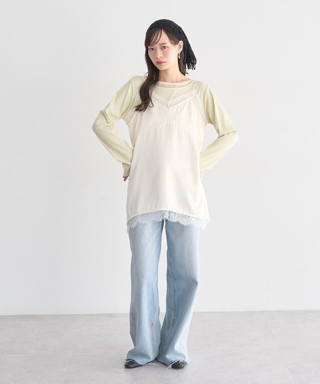 earth music&ecology マルチクロシェスカーフ Ivory