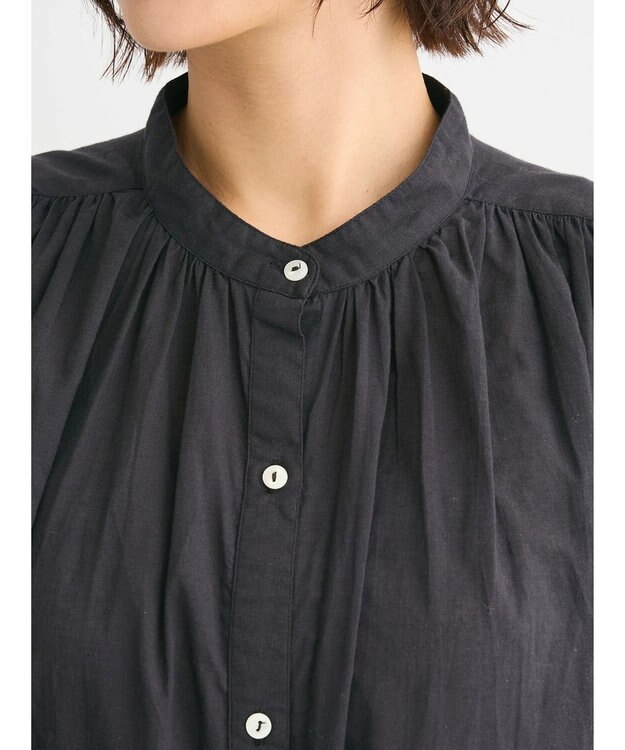 Green Parks インド綿 ノースリーブワンピース Black