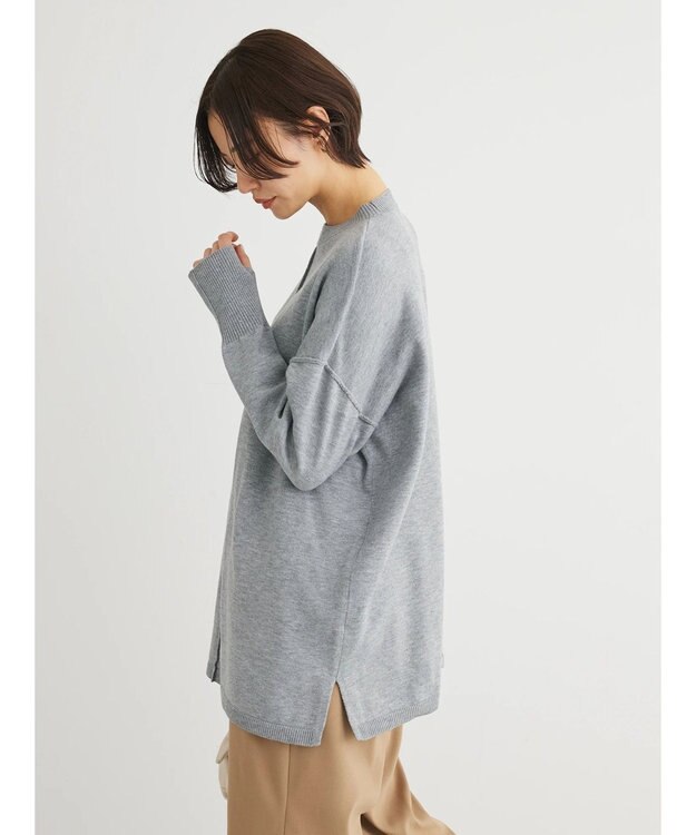 Green Parks もちやわ　ニットチュニック Gray Mixture