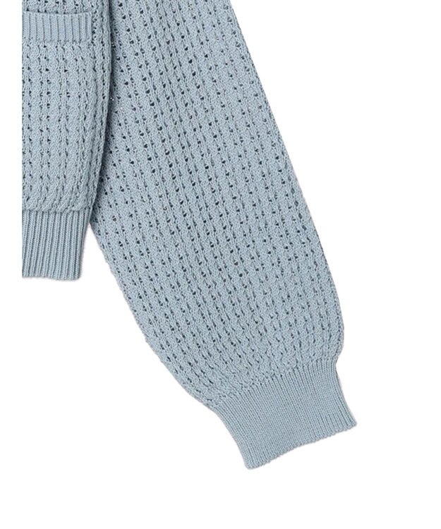 earth music&ecology 透かし柄ポケットカーディガン Sax