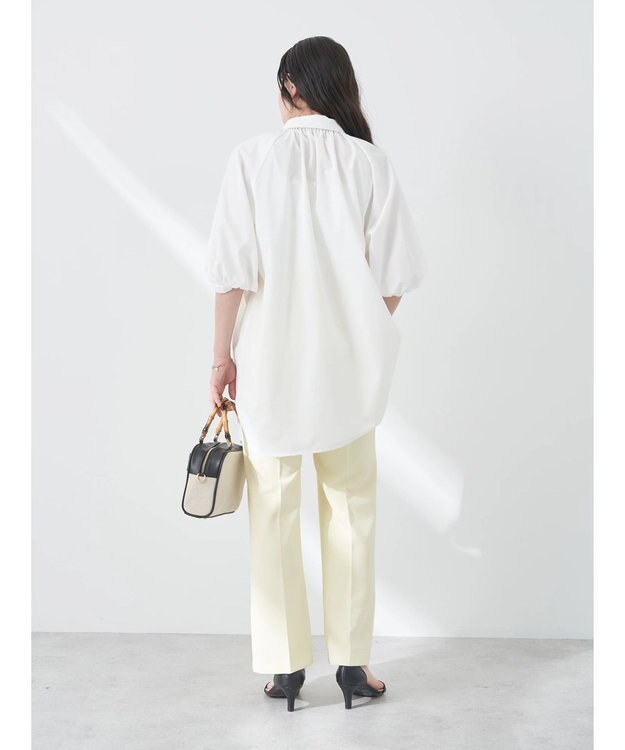 earth music&ecology パフスリーブチュニックブラウス Off White