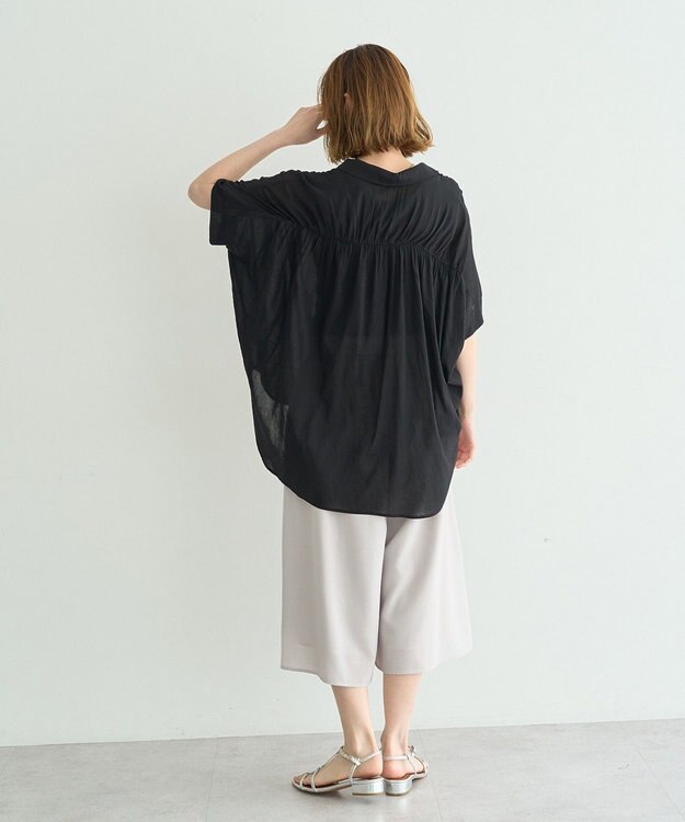 YECCA VECCA 【ドライタッチ】シアーバックギャザーシャツ Black