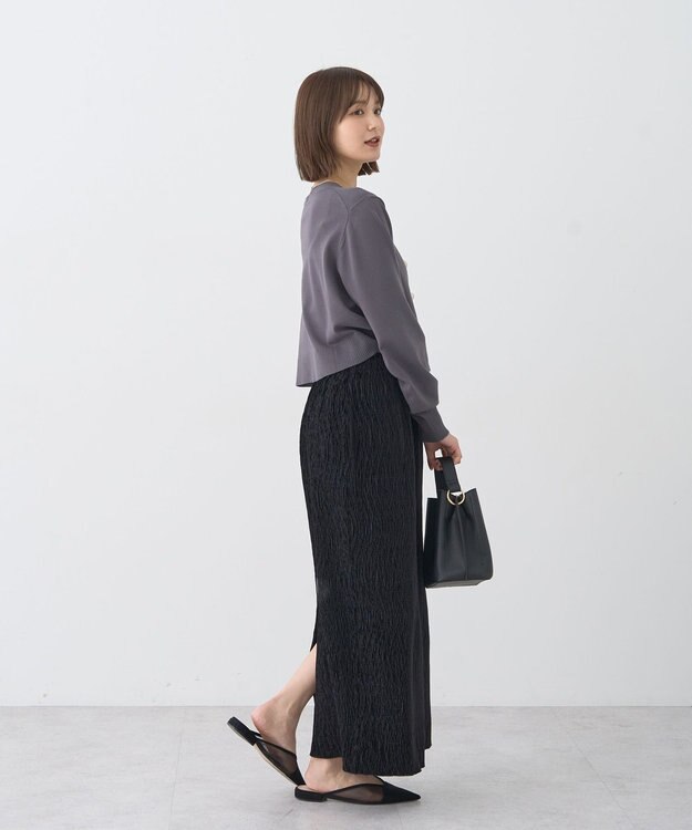 earth music&ecology シャイニーベロアスカート Black