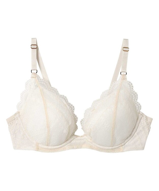 une nana cool リニューアル【綿混】ビタードットコットン 3/4カップブラ アイボリー