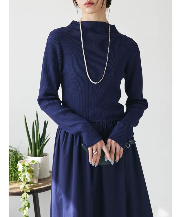 Green Parks AnriettMusee  リブニットドッキングワンピース Navy