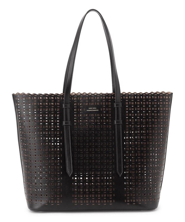 23区 フェイクレザー カットアウト トートバッグ ブラック系