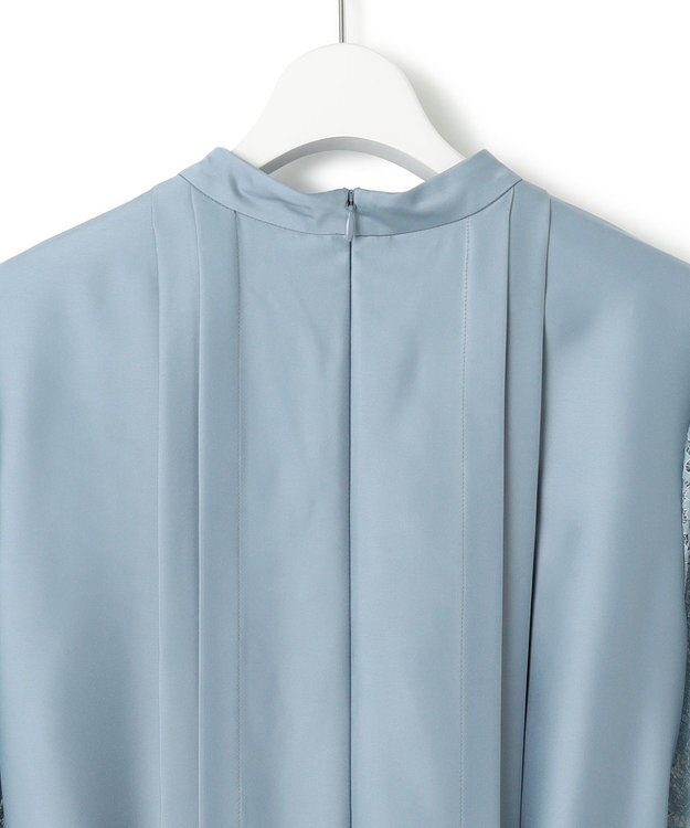 23区 L 【APPLAUDIR】ノーブルサテン レースコンビドレス ダルブルー系