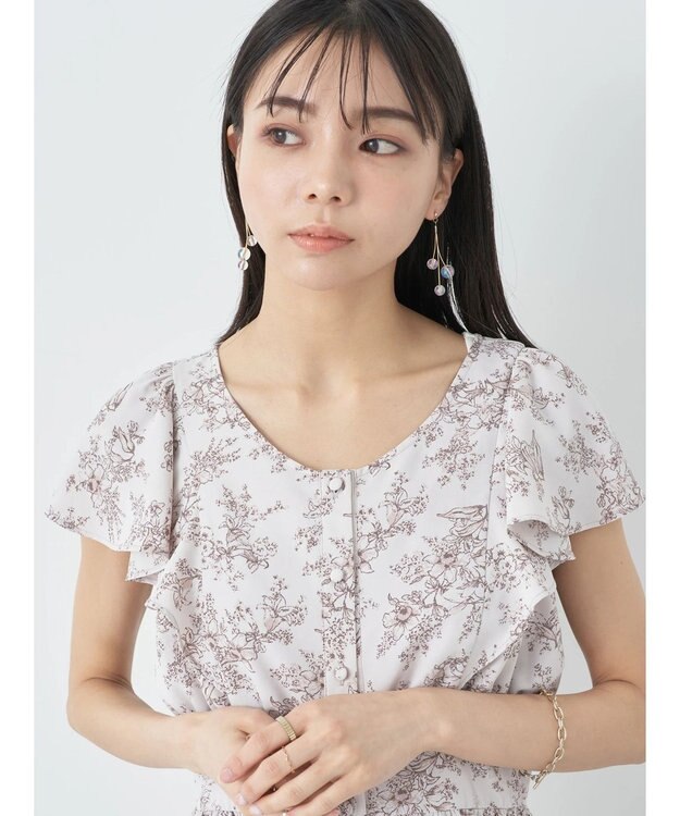 earth music&ecology フラワーフレアワンピース Ivory