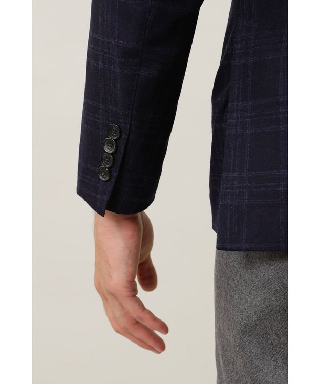 DAKS フランネルチェックジャケット ネイビー