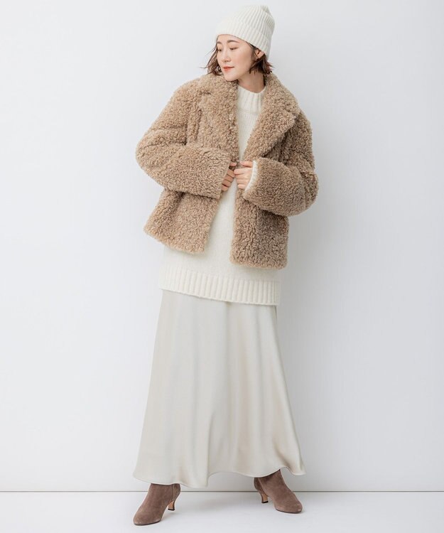 23区 ECOPEL プードルファー ジャケット ベージュ系