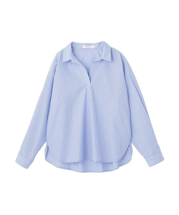 AMERICAN HOLIC 【イージーケア】バックギャザースキッパーシャツ Stripe Sax