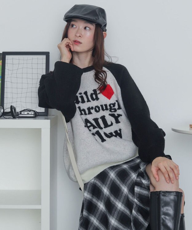 WEGO 【2025年秋冬新作】フラッフィーグラフィックニットBIGプルオーバー 柄11