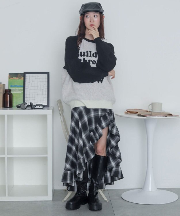 WEGO 【2025年秋冬新作】フラッフィーグラフィックニットBIGプルオーバー 柄11