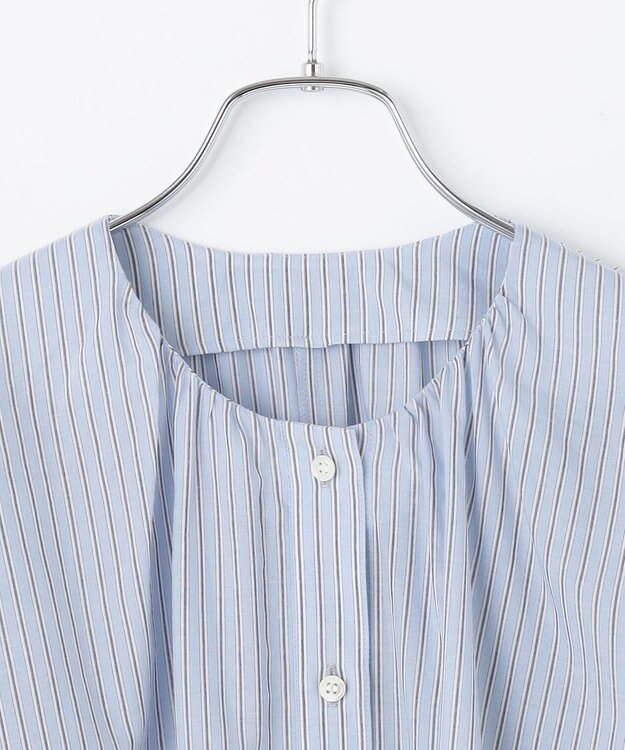 #Newans 【金子綾さんインスタライブご紹介アイテム】マルチストライプノースリーブシャツ ライトブルーストライプ