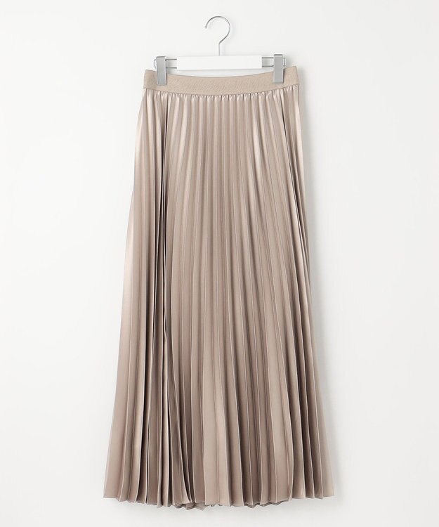 自由区 S 【ウエストゴム・洗える】ブライトサテンプリーツ スカート ベージュ