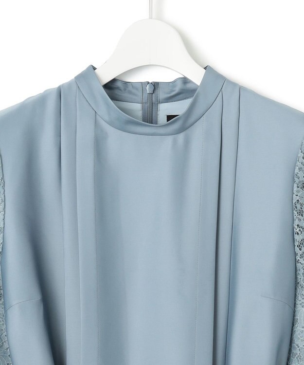 23区 L 【APPLAUDIR】ノーブルサテン レースコンビドレス ダルブルー系