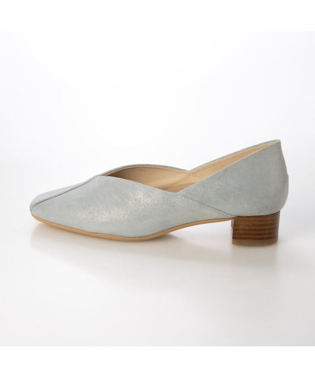 ing <ing>切替えデザインローヒールパンプス シルバー